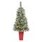 4ft. Pre-Lit Potted Frosted Swiss Pine Artificial Christmas Tree with Berries, Clear LED Lights